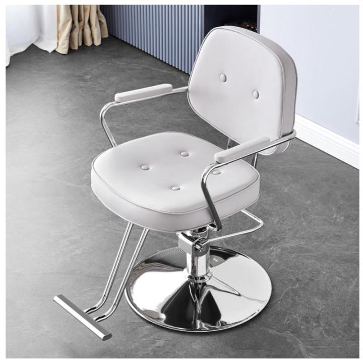 Kappersstoel, Kapsalonstoel, Stylingstoel, Zware Hydraulische Pomp, Haarknipstoel, 360° Draaibare Ergonomische Salonstoel, Shampoo Spa Schoonheidsapparatuur,Zilver,D