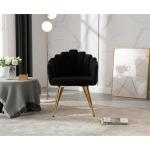 Fauteuils Fauteuil van imitatiebont voor woonkamer gestoffeerde kaptafel voor slaapkamer moderne accentstoel met metalen poten (zwart)