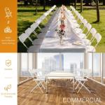 Set van 6 klapstoelen van kunststof, draagbare bureaustoel, metalen frame van staal, 158 kg, geschikt voor feesten, bruiloften, picknicks, campingstoelen, binnen en buiten, wit