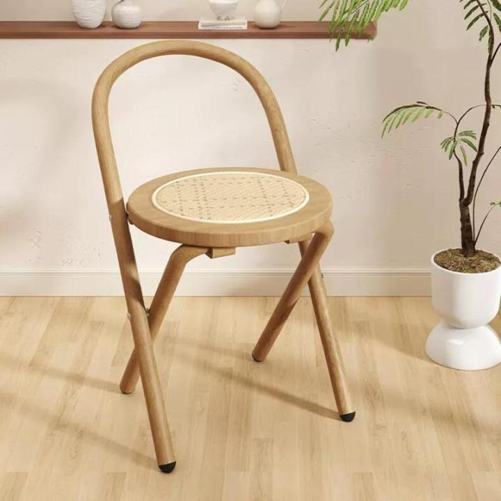Opvouwbare stoel, rugleuning thuis rotan eettafel en stoelen, thuis eetkamerstoel, opvouwbaar, krukken for buiten(Light Wood)