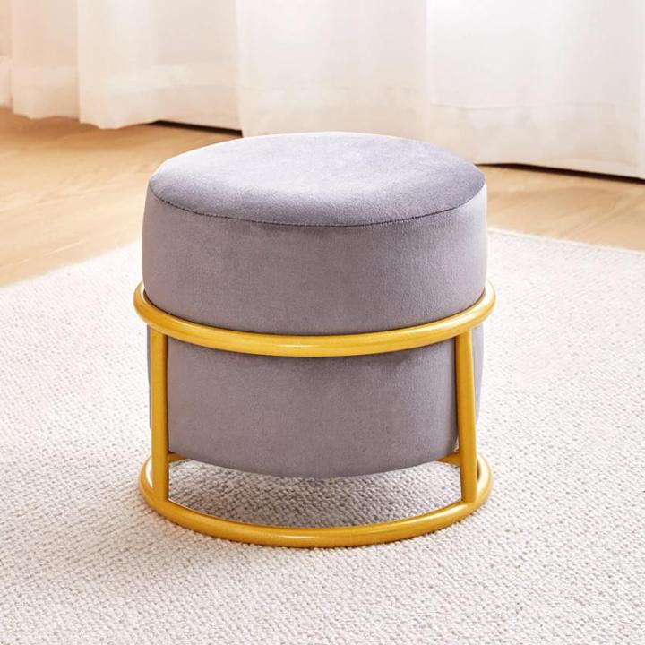 Stoelen, Ottomaanse Fluwelen Kruk, Moderne Voetkruk Ottomaan, Gestoffeerde Voetsteun Kubus Kruk Met Gouden Metalen Benen/Grijs/28 * 28 * 25Cm