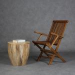 Houten klapstoel Eliano met armleuningen, retrostoel van massief hout, brede en stabiele armleuning, voor tuin, terras, keuken, lounge, eetkamer, AL1000