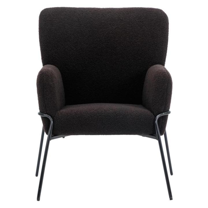 Freia Loungestoel, woonkamerstoel, cocktailstoel, gestoffeerde stoel, woonkamer, moderne accentstoel met rugleuning, relaxstoel, zwart