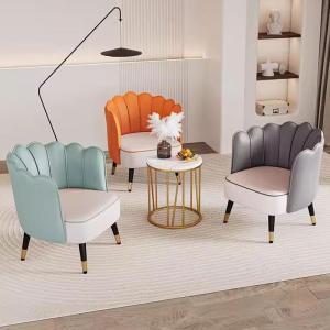 loungestoel, comfortabele stoel voor slaapkamer, ijdelheidsstoel moderne enkele sofa stoel bank accentstoel, gestoffeerde vatstoelen patchwork stof fauteuil dik kussen (kleur: blau