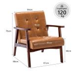 Stoel woonkamer retro houten stoel lounge stoel gestoffeerde stoel met armleuningen retro stoel middeleeuws houten frame designstoel van kunstleer en eiken, geschikt voor slaapkame