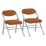 Set van 2 klapstoelen, gewatteerd, klapstoelen met metalen frame, klapstoel, campingstoel, klapstoel, balkon, tuin, stoelen, oranje, 100 kg belastbaar voor gasten en evenementen