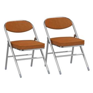 Set van 2 klapstoelen, gewatteerd, klapstoelen met metalen frame, klapstoel, campingstoel, klapstoel, balkon, tuin, stoelen, oranje, 100 kg belastbaar voor gasten en evenementen