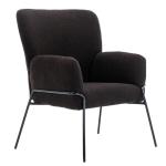 Freia Loungestoel, woonkamerstoel, cocktailstoel, gestoffeerde stoel, woonkamer, moderne accentstoel met rugleuning, relaxstoel, zwart