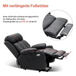 Relaxstoel met opstahulp en ligfunctie 7190, televisiestoel, elektrisch verstelbaar, voor senioren, woonkamer, USB, contactoppervlak van rundleer (zwart echt leer + kunstleer)