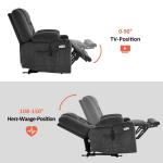 Televisiestoel, elektrisch verstelbaar, relaxstoel met ligfunctie, tv-stoel met massage en warmtefunctie, USB en bekerhouder, woonkamer (stof, donkergrijs)