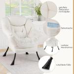 Fauteuil, gestoffeerd, relaxstoel met armleuningen en zijzak, loungestoel, televisiestoel, oorfauteuil voor woonkamer, slaapkamer, kantoor (beige)