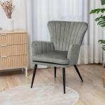 Sansa Fauteuil, corduroy, leesstoel, moderne gestoffeerde stoel met armleuning, loungestoel, grijs