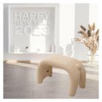 Kleine Voetenbankje Teddy Stof Poef Kruk Ottomaanse Kruk Met Antislip Poten, Mooi Sofa Poef Voor Slaapkamer Appartement Nachtkastje Porch(Beige)