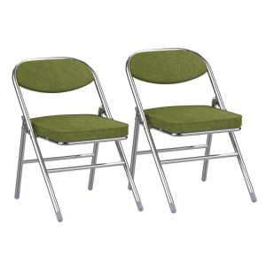Set van 2 klapstoelen, gestoffeerd, klapstoelen met metalen frame, klapstoel, campingstoel, klapstoel, balkon, tuin, stoelen, legergroen, vouwstoel, 100 kg belastbaar voor gasten e