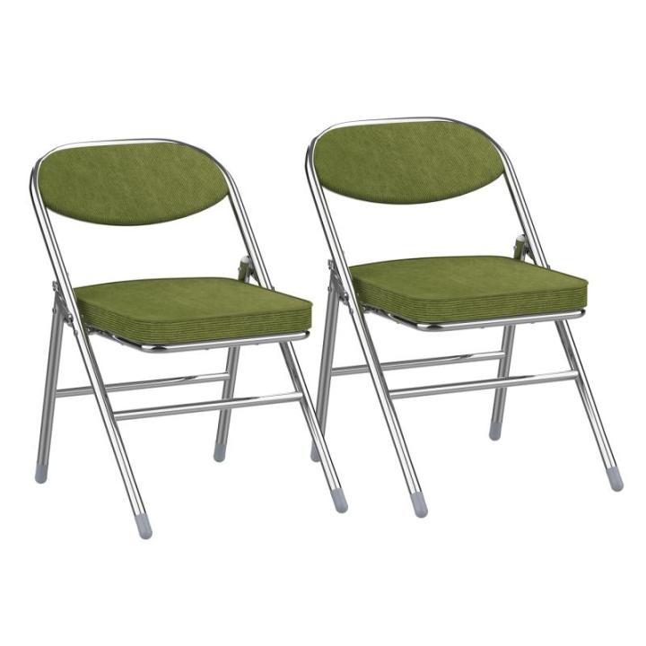 Set van 2 klapstoelen, gestoffeerd, klapstoelen met metalen frame, klapstoel, campingstoel, klapstoel, balkon, tuin, stoelen, legergroen, vouwstoel, 100 kg belastbaar voor gasten e