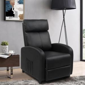 Televisiestoel, elektrische massagestoel, relaxstoel, tv-stoel met ligfunctie, ruststoel, leer (zwart)