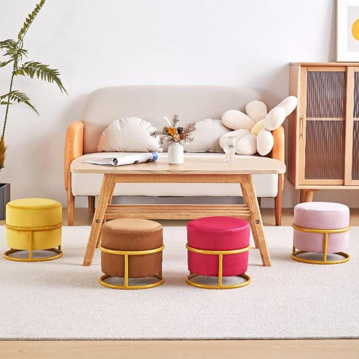 Stoelen, Ottomaanse Fluwelen Kruk, Moderne Voetkruk Ottomaan, Gestoffeerde Voetsteun Kubus Kruk Met Gouden Metalen Benen/Grijs/28 * 28 * 25Cm