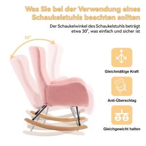 Fautedy Fautedy, moderne stijl, lounge relaxstoel voor kinderen, jongeren, cadeau, tv-stoel, stoel, stoel, woonkamer, schommelstoel (roze)