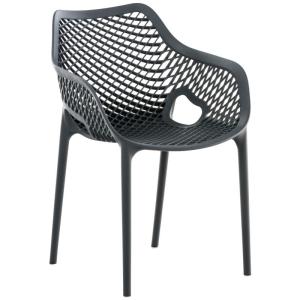 Stoel Air XL, stapelbare terrasstoel, comfort en design, ideaal voor tuin en balkon, uv-bestendig en weerbestendig, kleur: donkergrijs