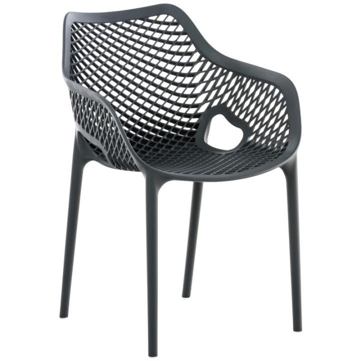 Stoel Air XL, stapelbare terrasstoel, comfort en design, ideaal voor tuin en balkon, uv-bestendig en weerbestendig, kleur: donkergrijs