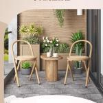 Opvouwbare stoel, rugleuning thuis rotan eettafel en stoelen, thuis eetkamerstoel, opvouwbaar, krukken for buiten(Light Wood)