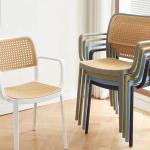 Rotan Plastic Stapelbare Stoelen voor Indoor en Commerciële Evenementen Retro Mid Century Lounge Stoel voor Keuken en Woonkamer 18x20x31" (J45x50x80cm)