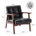 Retro houten stoel, stoel, stoel, woonkamer, loungestoel, gestoffeerde stoel met armleuningen, retro stoel, middeleeuws houten frame, designstoel van kunstleer en eiken, geschikt v