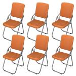 Klapstoel, eetstoelen, klapstoelen, set van 6 klapstoelen van leer en stalen frame, stabiele klapstoel, Furniture, conferentiestoel voor gasten of evenementen in de open lucht, ora
