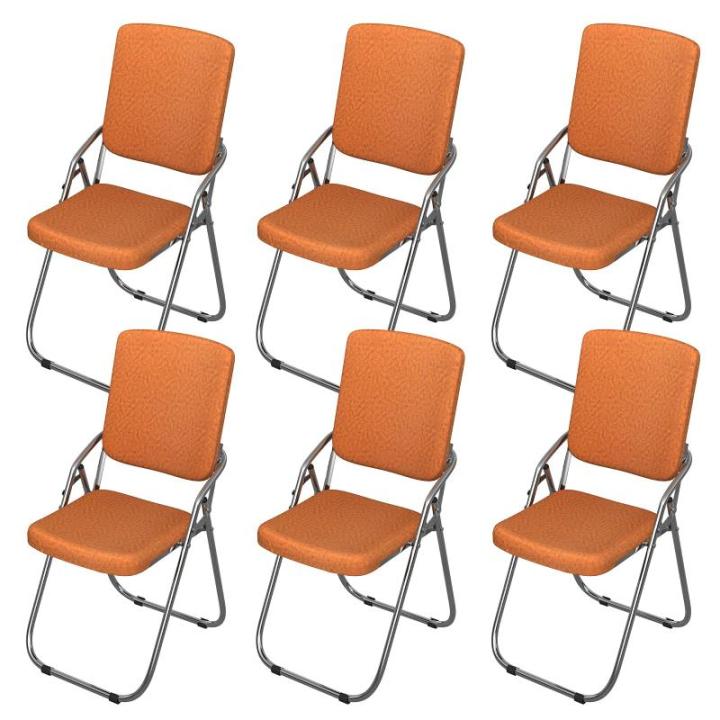 Klapstoel, eetstoelen, klapstoelen, set van 6 klapstoelen van leer en stalen frame, stabiele klapstoel, Furniture, conferentiestoel voor gasten of evenementen in de open lucht, ora