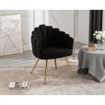Fauteuils Fauteuil van imitatiebont voor woonkamer gestoffeerde kaptafel voor slaapkamer moderne accentstoel met metalen poten (zwart)