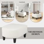 Fauteuil met voetenbank, gevoerde clubstoel met massief houten frame en antislip vilten kussens, accentstoel, relaxstoel voor woonkamer, slaapkamer (beige)