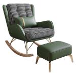 , liggende schommelstoel in de woonkamer, schommelstoel met voetkruk, ontspannende stoel op het balkon, moderne zachte slaapfauteuil(Green)