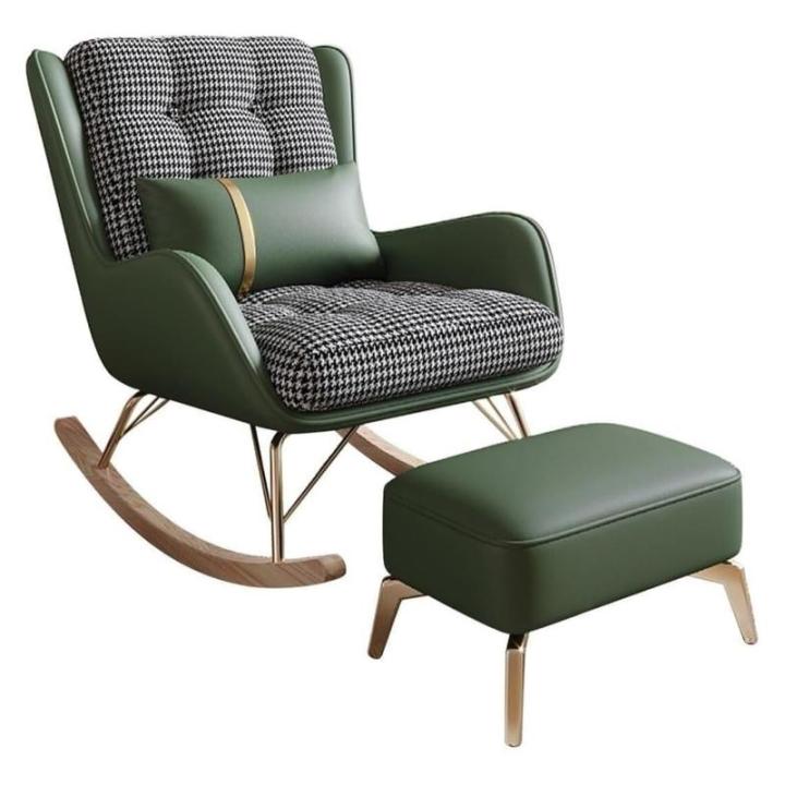 , liggende schommelstoel in de woonkamer, schommelstoel met voetkruk, ontspannende stoel op het balkon, moderne zachte slaapfauteuil(Green)
