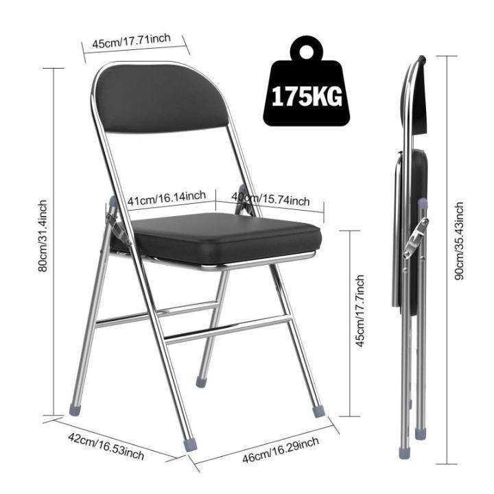 Klapstoel, gevoerde draagbare klapstoelen, metalen frame van staal, 150 kg draagkracht, klapstoel, kunstleer, zwart, bureaustoel voor feestjes, bruiloften, picknicks, campingstoele