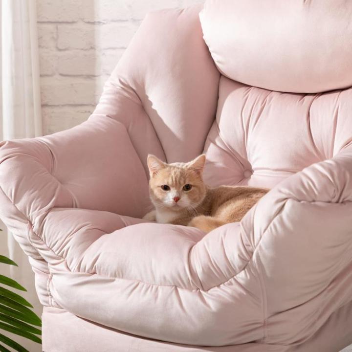 Relax Fauteuil Woonkamer Stoel Slaapkamer Stoel Lounge Stoel met Armleuningen Leesstoel Accentstoel met Stalen Frame, Lichtroze