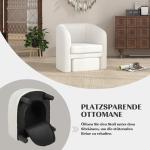 Fauteuil met voetenbank, gevoerde clubstoel met massief houten frame en antislip vilten kussens, accentstoel, relaxstoel voor woonkamer, slaapkamer (beige)