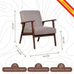 Fauteuil Roma, vuilafstotend, in Scandinavische stijl, woonkamerstoel, massief hout, slaapstoel (grijs/walnoot)
