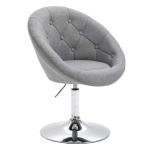 Havanna cocktailstoel, lounge, clubstoel, draaistoel, retro barkruk, stof, grijs