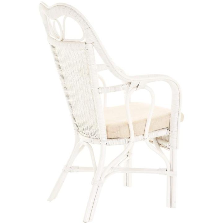 Wintertuin fauteuil Harry armleuning stoel met hoge rugleuning rotan stoel wintertuin stoel (wit)
