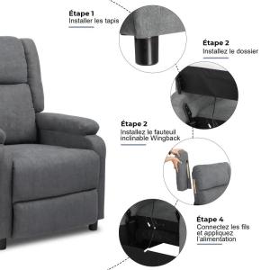 Televisiestoel, relaxstoel, relaxstoel met verstelbare beensteun en ligfunctie, ligstoel, tot 120 kg, enkele bank