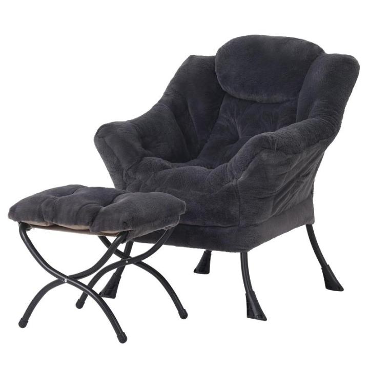 Lazy Chair Moderne lounge-accentstoel met armleuningen en een zijzak, gestoffeerde bankstoelset voor vrije tijd, leesstoel met voetensteun voor kleine ruimtes, hoekstoel