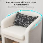 Fauteuil met voetenbank, gevoerde clubstoel met massief houten frame en antislip vilten kussens, accentstoel, relaxstoel voor woonkamer, slaapkamer (beige)