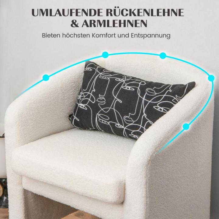 Fauteuil met voetenbank, gevoerde clubstoel met massief houten frame en antislip vilten kussens, accentstoel, relaxstoel voor woonkamer, slaapkamer (beige)