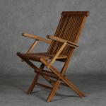 Houten klapstoel Eliano met armleuningen, retrostoel van massief hout, brede en stabiele armleuning, voor tuin, terras, keuken, lounge, eetkamer, AL1000
