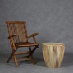 Houten klapstoel Eliano met armleuningen, retrostoel van massief hout, brede en stabiele armleuning, voor tuin, terras, keuken, lounge, eetkamer, AL1000