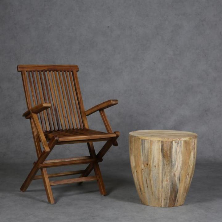 Houten klapstoel Eliano met armleuningen, retrostoel van massief hout, brede en stabiele armleuning, voor tuin, terras, keuken, lounge, eetkamer, AL1000