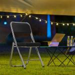 Stabiele klapstoel, zwarte vouwstoel, klapstoel van staal, soft-Skin kunstleer, klapstoel, gevoerd, tot 100 kg belastbaar, campingstoel, klapstoel, balkon, tuin, stoelen, bezoekers