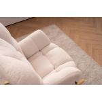 Moderne Wingback Tufted Schommelstoel met Gewatteerde Zitting en Massief Houten Poten Wit