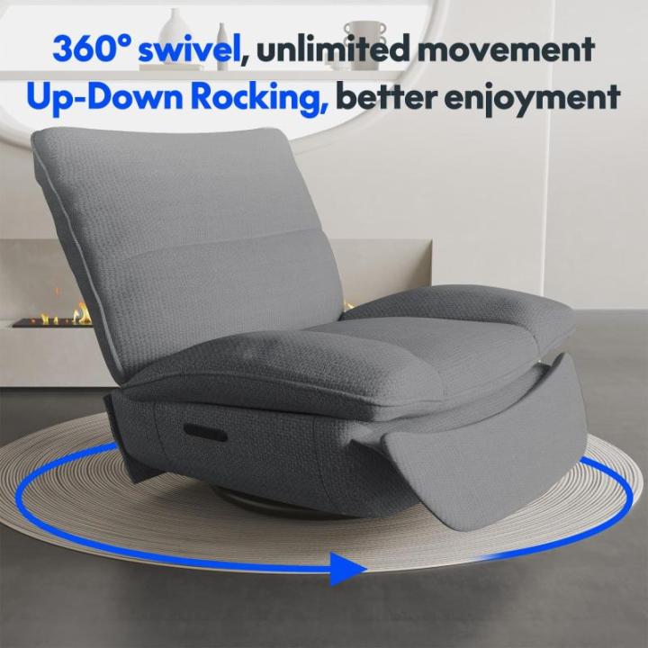 Relaxstoel, handmatige stoel, slaapstoel, draaistoel met rocking, ligstoel in de woonkamer, televisiestoel met verstelbare rugleuning, ruststoel voor senioren en borstvoeding (Ligh