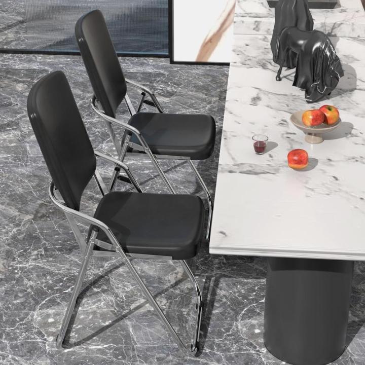 Klapstoel metaal - vouwstoel met soft-Skin gevoerd en rugleuning - zwarte klapstoel met armleuningen, klapstoel balkon camping klapstoelen vouwstoel klapstoel bijzetstoel gastensto
